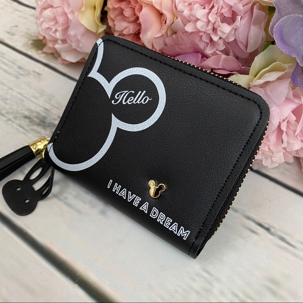 Vegan Leather Black Mickey Mouse Coin Purse Wallet - Picture 3 of 11